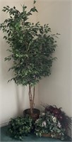 105in Faux Ficus Tree w/ Ivy in Basket Home Decor