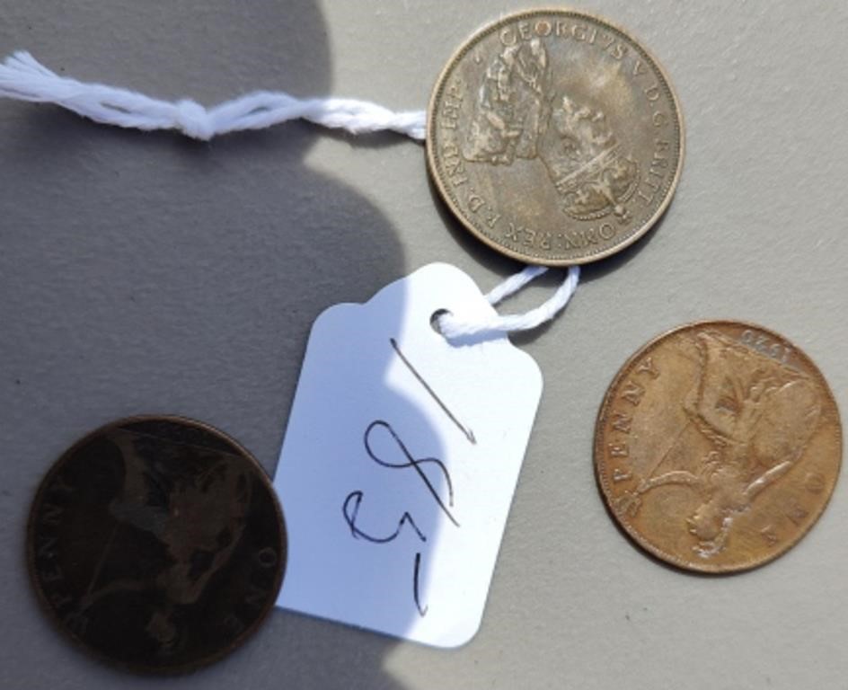 1899 Britain One Penny & 1911 One Twelfth of A Sch