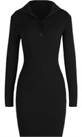 (Size: S - black) Women Sweater Dress Long Sleeve
