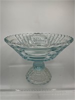 Vintage blue glass compote bowl