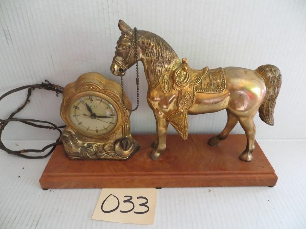 United 17"x11.5" Horse Electric Mantle Clock
