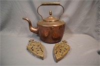 Copper kettle brass trivit lot