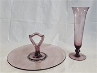 Art Deco Purple Amethyst Tray & Vase