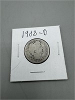 1908-D Silver Barber Quarter