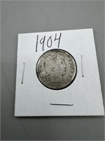 1904 Silver Barber Quarter