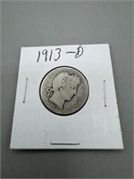 1913-D Silver Barber Quarter