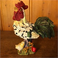 Resin Rooster & Chick Sculpture