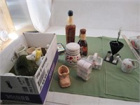 Napkin Rings, Bottles, Ceramic Basket Lot