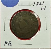 1821 Coronet Head Cent AG
