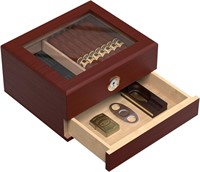 Glass Top Cigar Humidor  Walnut  25-50 Ct