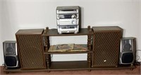 Vintage Entertainment Console And Records