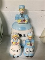 Vintage Cookie Jar with Salt & Pepper - Made in