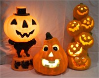 Vintage Halloween Blow Mold & Lighted Pumpkins