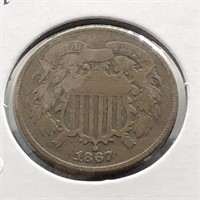 1867 TWO CENT PIECE  F