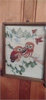 Wonderful Vintage Hand Done Owl Picture
