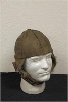 Military Suede Leather Fur Lined Flight Helmet