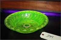 Vintage vaseline glass large cut glass bowl