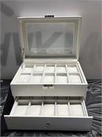 White 20 slot watch box