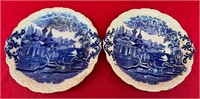 Lot of 2 Blue & White J. Ment Porcelain Plates