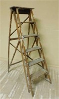 European Primitive Wooden Step Ladder.
