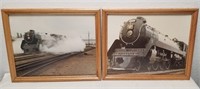 (2) Vintage Train Engine Framed Photos