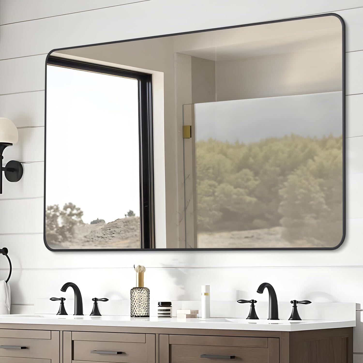 30 x 48 Bathroom Mirror  Matte Black Frame