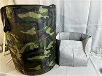 Camouflage Collapsible Laundry Bag & Grey Cube