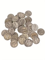 (50) Random Date Mercury Dimes 90% Silver