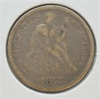 1877 SEATED DIME  VF