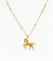 Jewelry 14k Gold Horse Pendant Necklace