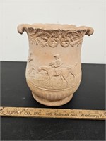 Antique Terracotta Wine Cooler w Dog Hunt Scene