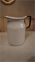 Vintage Black Rim Enamel Water Pitcher