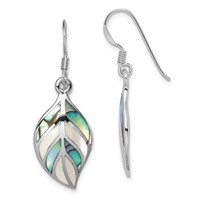Sterling Silver Leaf MOP Abalone Earrings