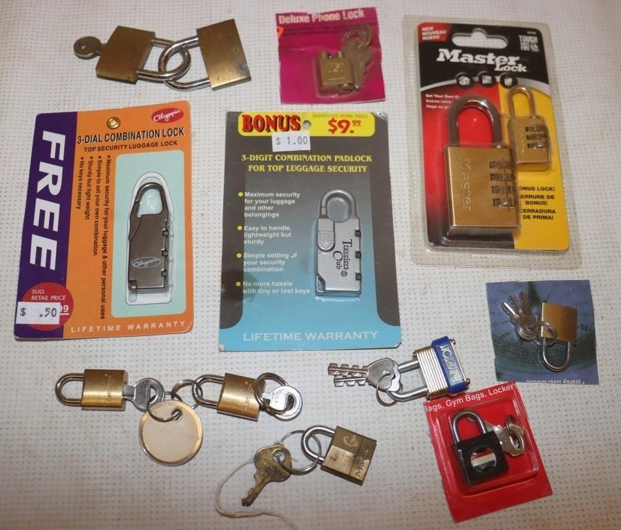 10 Padlocks w/Keys or Combination Some NIB