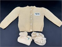 Very Vintage Baby Crochet Booties/Sweater