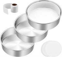 E-far 6 Inch Cake Pan Set of 3, Stainless Steel