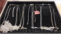TRAY OF ASST SILVER & STERLING NECKLACES