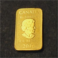 24K  1/10 Oz 2016 Fine 9999 25Dollar Bar