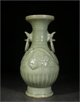 Chinese Longquan Celadon Vase w Handle