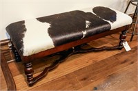 Cow Hide Upholstered  Bench, 53"Lx21"Wx18"T