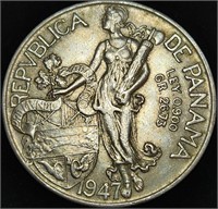 1947 PANAMA Silver Balboa LOW MINTAGE 90%
