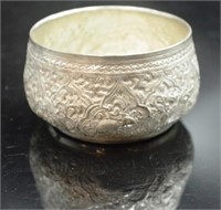 Indian/Burmese silver hand beaten bowl