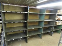 Metal industrial shelves. 8 uprights, 28 shelves.