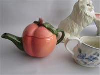 Ceramic Cat Planter,Ceramic Sea Shell,Peach Teapot