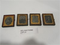 LOT OF 4 TIN  DAGUERREOTYPE PHOTOS