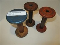 LOT OF 3 LARGE WOODEN SPOOLS