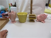 4 Vintage Pottery Planters