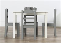 5pc Kids  Wood Table and Chair Set White Gray