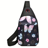 Lightweight Floral Butterfly Sling Backpack