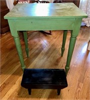 Shabby Wooden Side Table and Stool